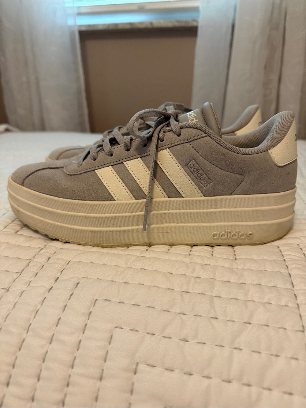 Adidas light gray platform sneakers